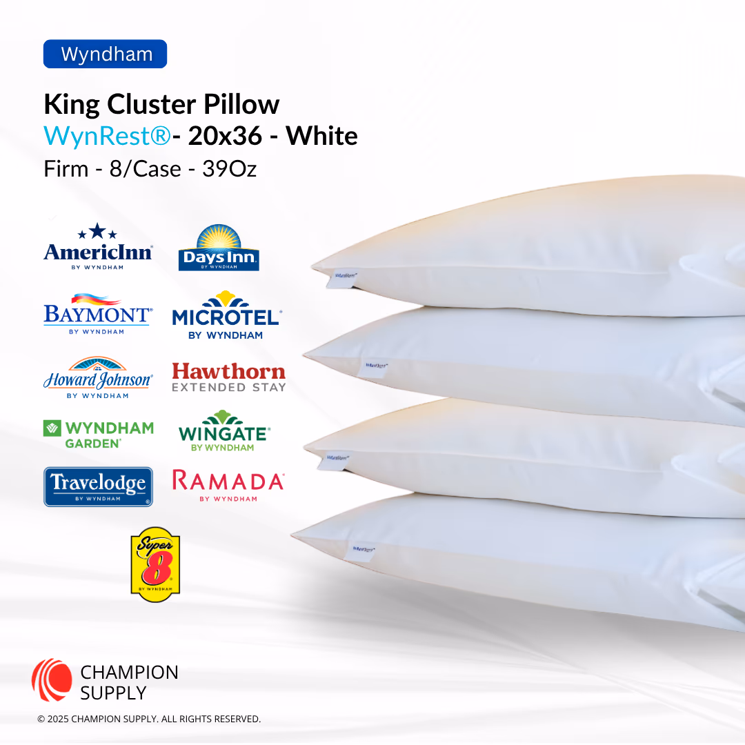 Wynrest Cluster Pillow KING 20x36 Firm 39 Ounce, Case of 8